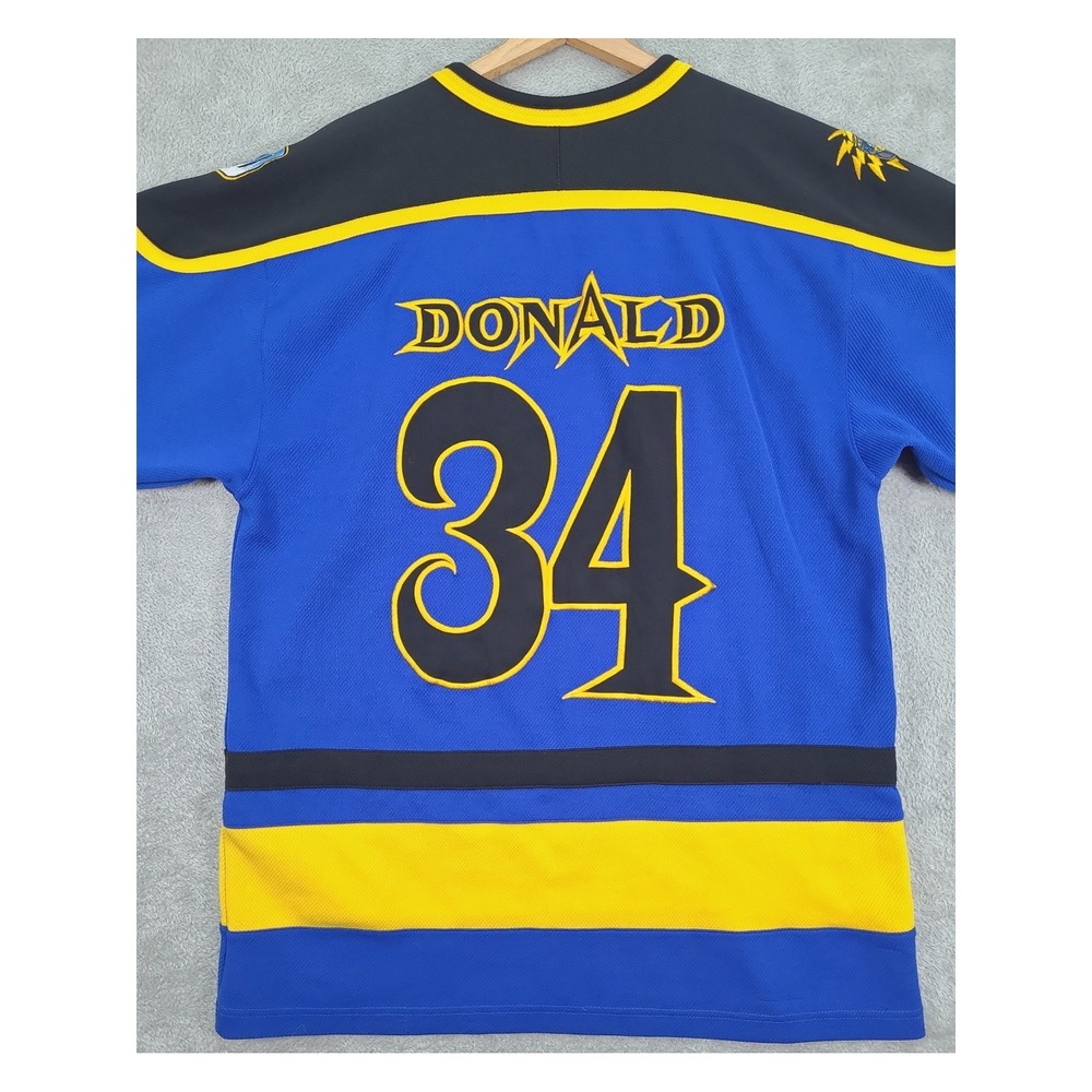Walt Disney World Donalds Destroyers Hockey Jersey Mens Medium Blue Yellow VTG - Picture 7 of 10